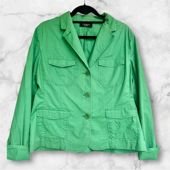Talbots Women's Green lightweight spring jacket blazer sz L Euc, 013 - Picture 1 of 2